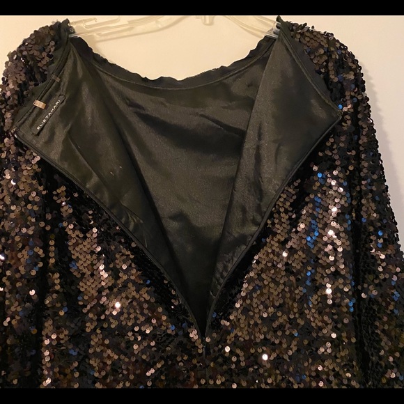 Elie Tahari Black Sequin long sleeve dress - Picture 5 of 6